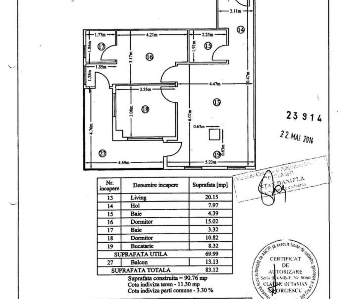 3 CAMERE ‖ BLOC  2014 ‖ CALEA CALARASI ‖ 10 MIN METROU MUNCII - Schiță 10