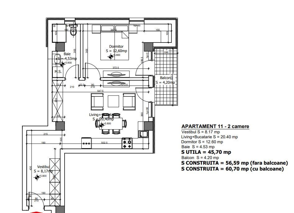 Apartament 2 camere Otopeni | ideal investiție - Schiță 8