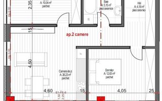 Apartament 2 camere | 58mp | Zona Europa | Proiect exclusivist - Schiță 2