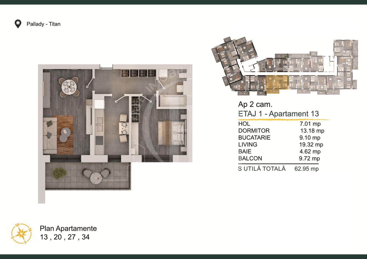 Th. Pallady-Apartament 2 camere cu Loc de parcare Gratuit - Schiță 2