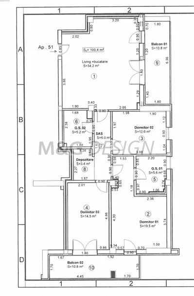 Apartament  4 camere  Torontalului - Schiță 9