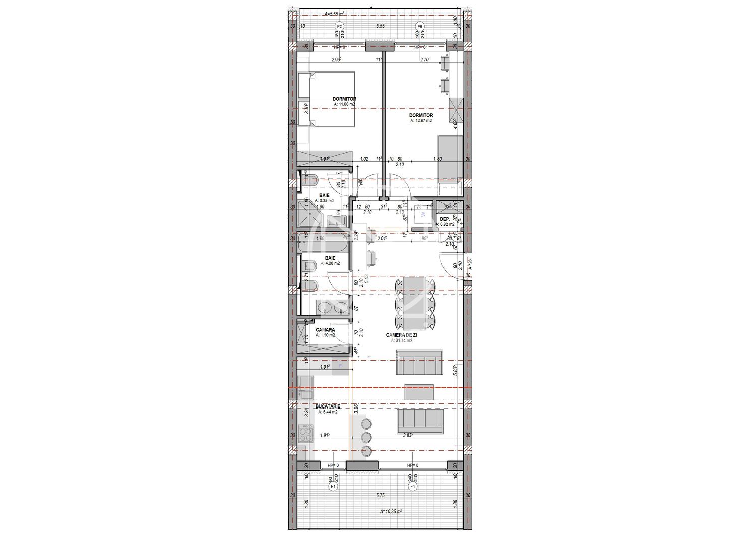 Apartament 3 camere - aer conditionat, 2 bai, la cheie (NCL-COL-ap.23) - Poză 7