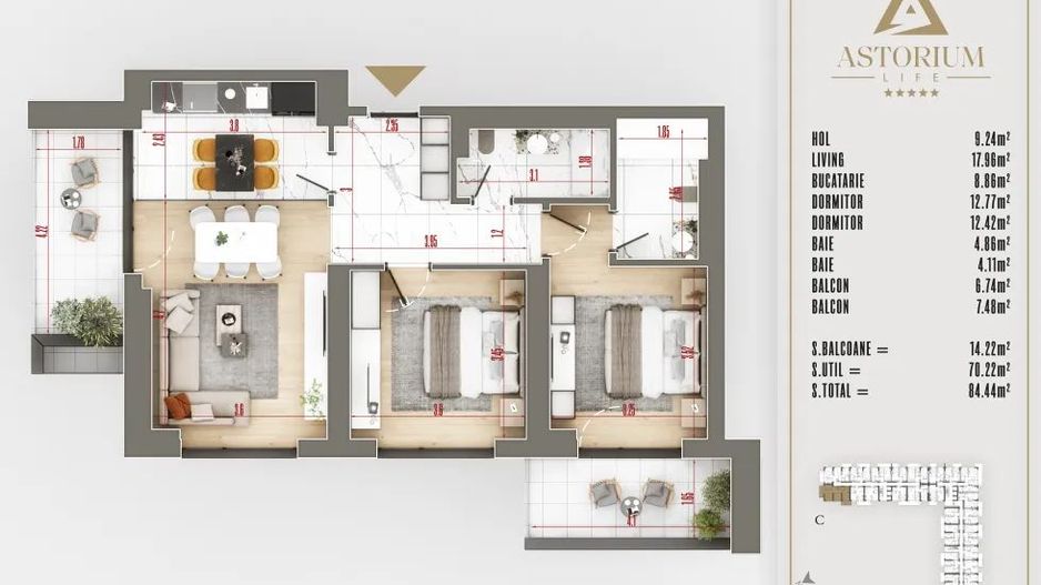 3 Camere_Izolatie Fonica_Astorim Life_Incalzire In Pardoseala! - Poză 8