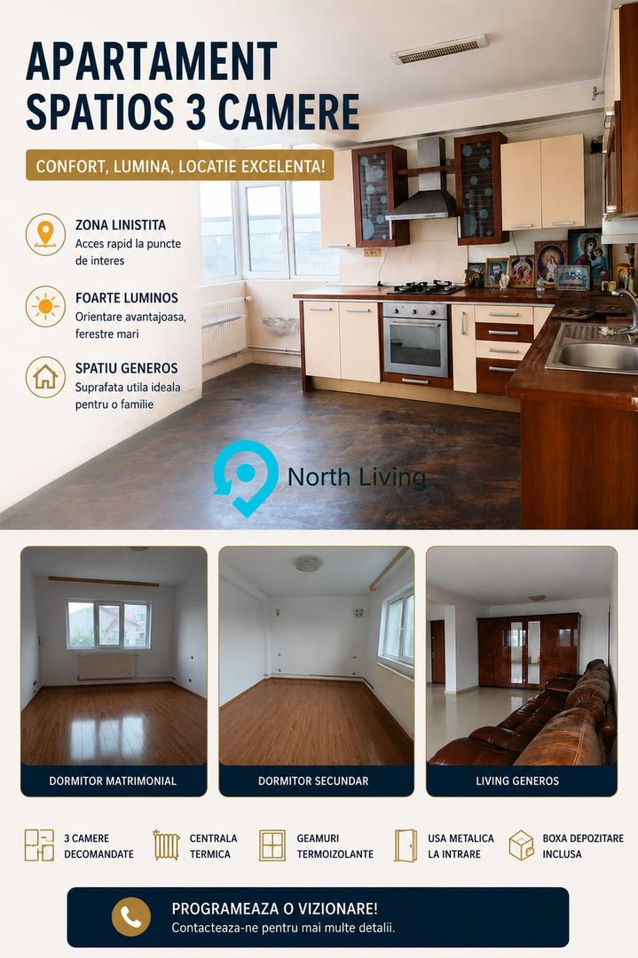 MEGA OCAZIE| APARTAMENT CU 3 CAMERE PRET EXCELENT !!! - Poză 1