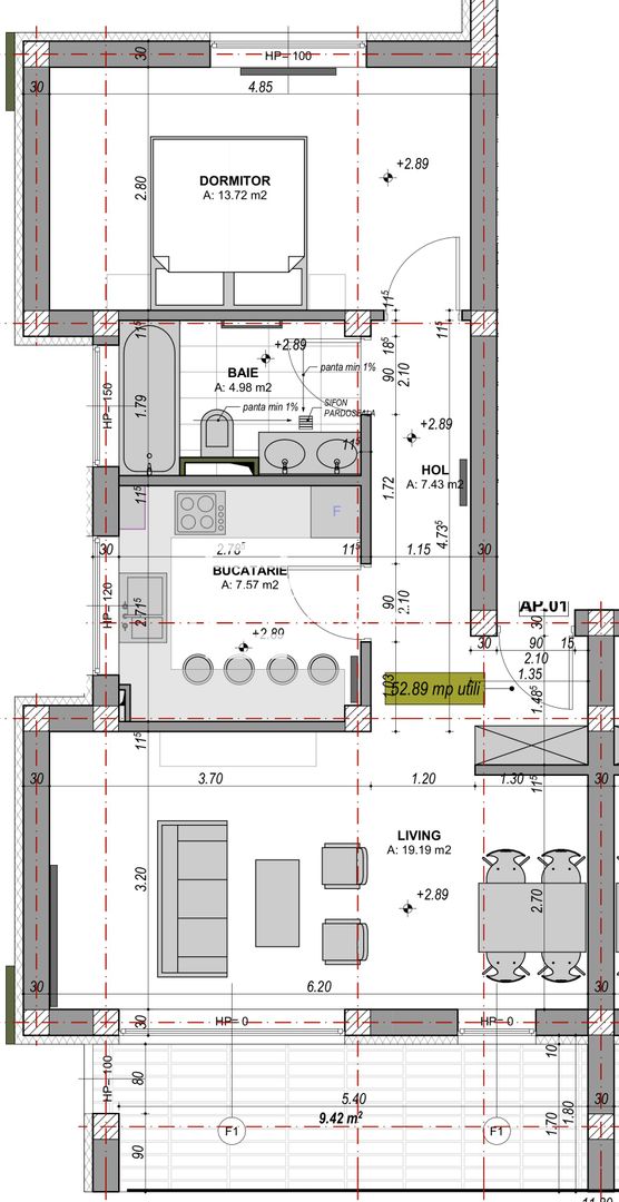 Apartament 2 camere, 53 mp |  mobilat  | parcare inclusă | zona DaVinci - Schiță 10