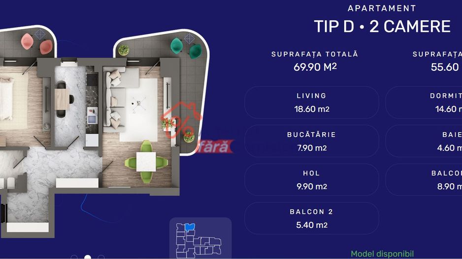 Apartament 2CD, 63.34mp - Poză 3