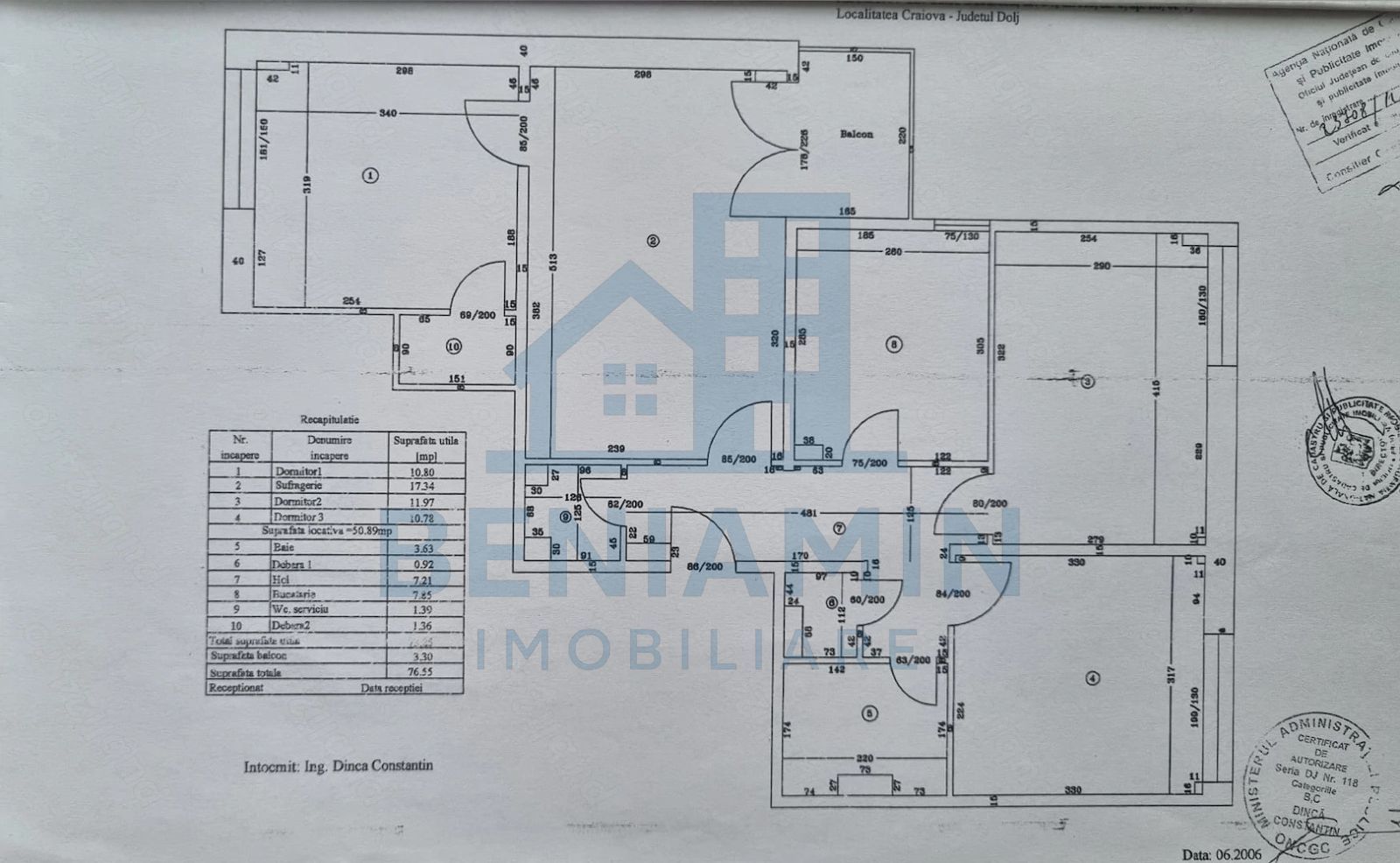 4 camere - 2 bai - 77 mp - investitie - Rotonda - Schiță 1