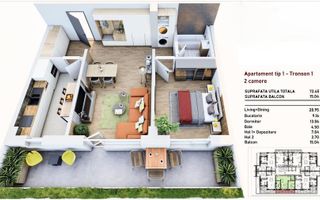 Vânzare, apartament, 2 camere, Brașov - Schiță 11