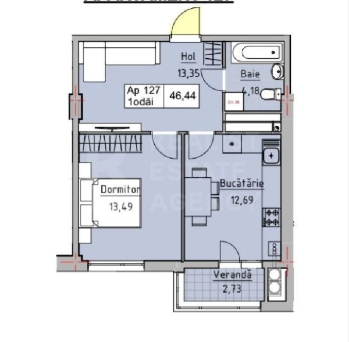 Vânzare, apartament, o cameră, str. Ceucari, Râșcani - Schiță 2