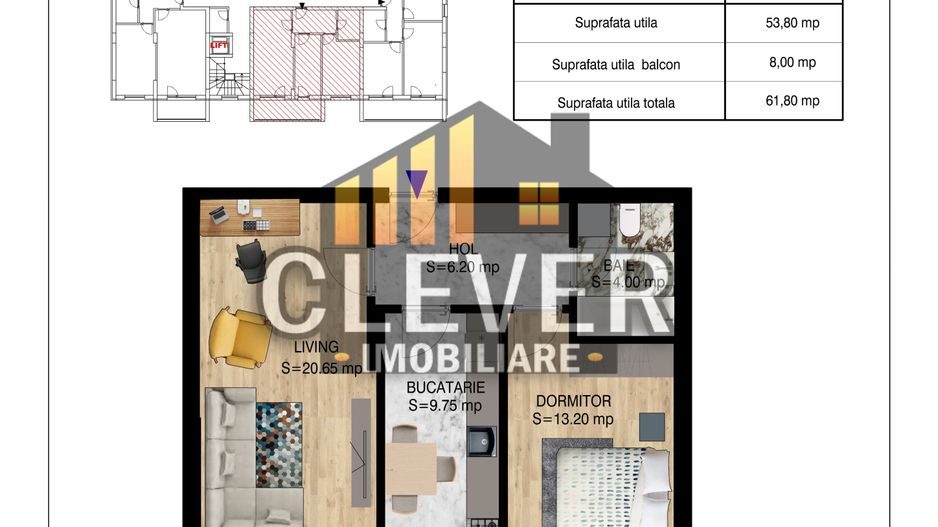 Ap 2 camere decomandat, zona Pallady Metrou Teclu Comsion 0 - Schiță 6