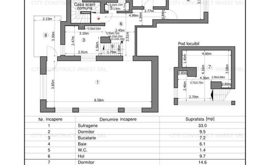 Duplex-apartament 3 camere 90,5mp utili, in vila P+1+M cu curte 639 mp - Poză 8