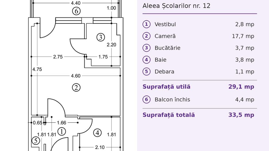 COMISION 0% - Garsoniera Aleea Scolarilor - Metrou Dristor, imobil 1980 - Schiță 14