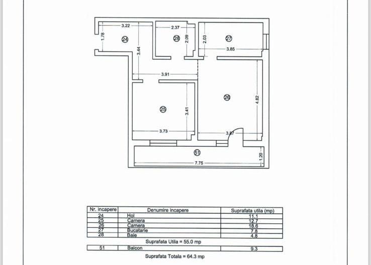 Apartament 2 camere Lumina Residence-acelasi buget, avantaje multiple - Schiță 12
