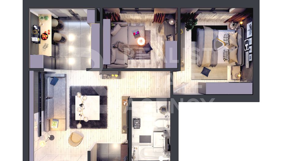 Apartament cu 2 camere + birou, mobilat, parcare și TVA inclus în preț - Poză 21