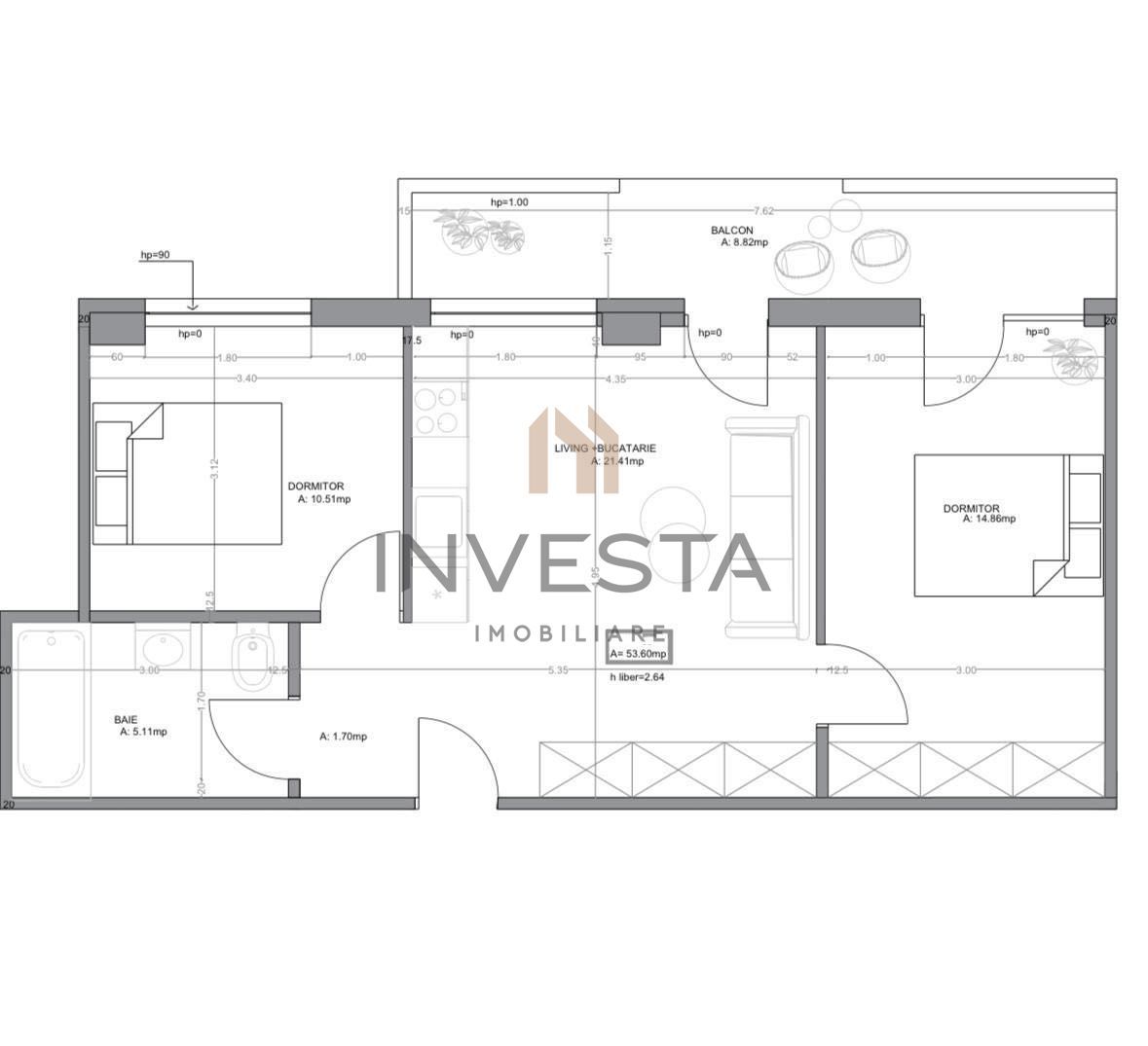 Apartament cu 3 camere, etaj intermediar, bloc nou, zona Intre Lacuri - Schiță 7