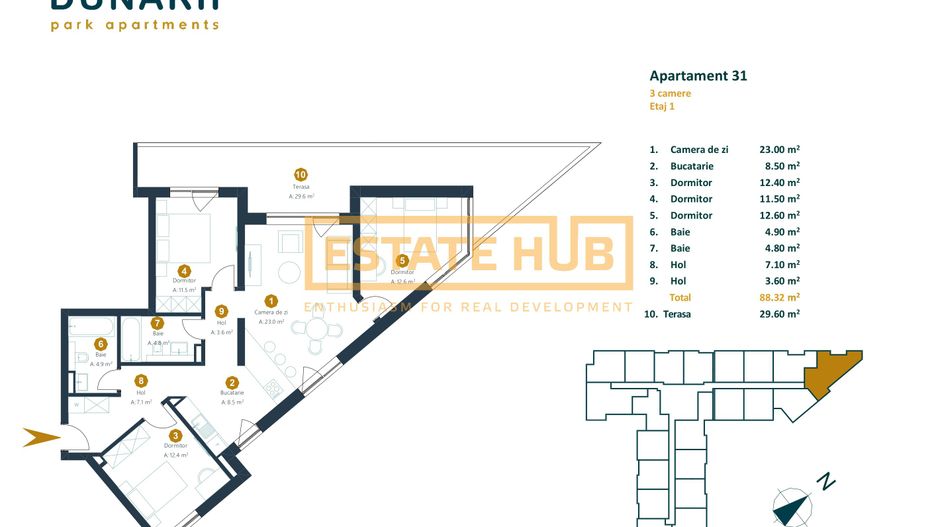 Apartament cu CF 3 camere finisat direct de la dezvoltator! - Poză 3