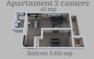 Apartament 2 camere la doar 68 500euro  Sibiu - Schiță 5