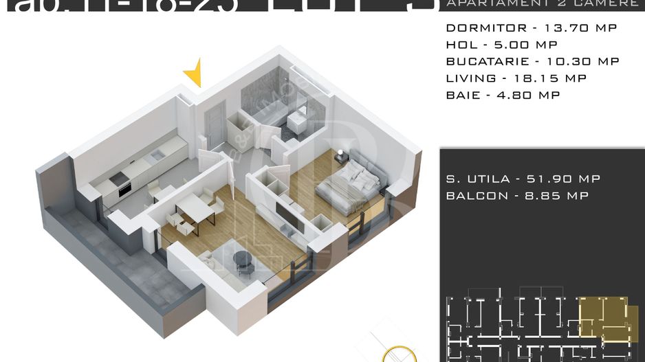2 camere decomandat Metrou Nicolae Teclu-Titan-Sector 3 - Schiță 13