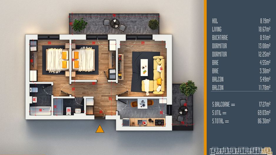 3 CAM. DECOMANDAT - IRAM RESIDENCE / PALLADY! - Poză 1