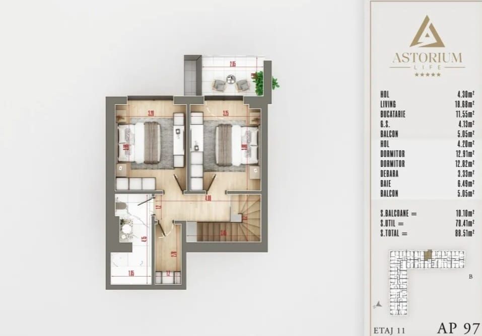 DUPLEX 3AM. SPATIOS-MUTARE IMEDIATA / ASTORIUM LIFE! - Poză 2