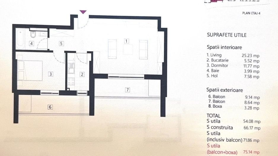 APARTAMENT 2 CAMERE + 2 TERASE | ZONA EMINESCU | DACIA - Schiță 12