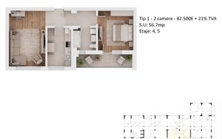 Apartamente 2 camere PLATINUM RESIDENCE Faza 3 - 2026 - Grand Arena - Poză 7