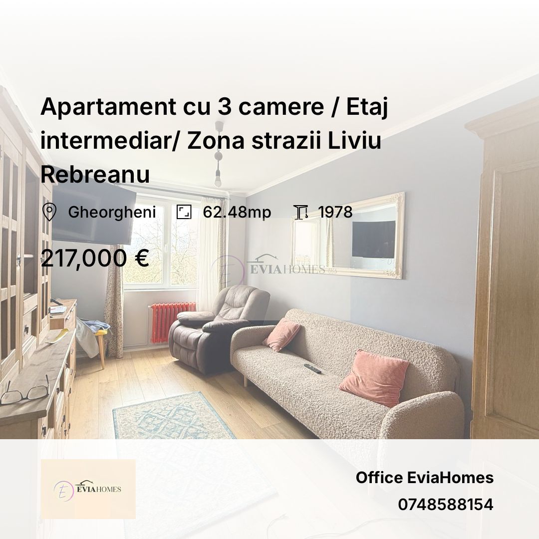 Apartament cu 3 camere / Etaj intermediar/ Zona strazii Liviu Rebreanu - Poză 1