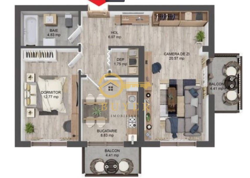Apartament cu 2 cam-56 mp, pe Brana- Finisat la cheie + loc de parcare - Poză 3