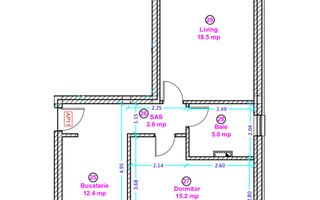 Apartament 2 camere cu bucatarie inchisa- Selimbar zona Lidl. - Schiță 4