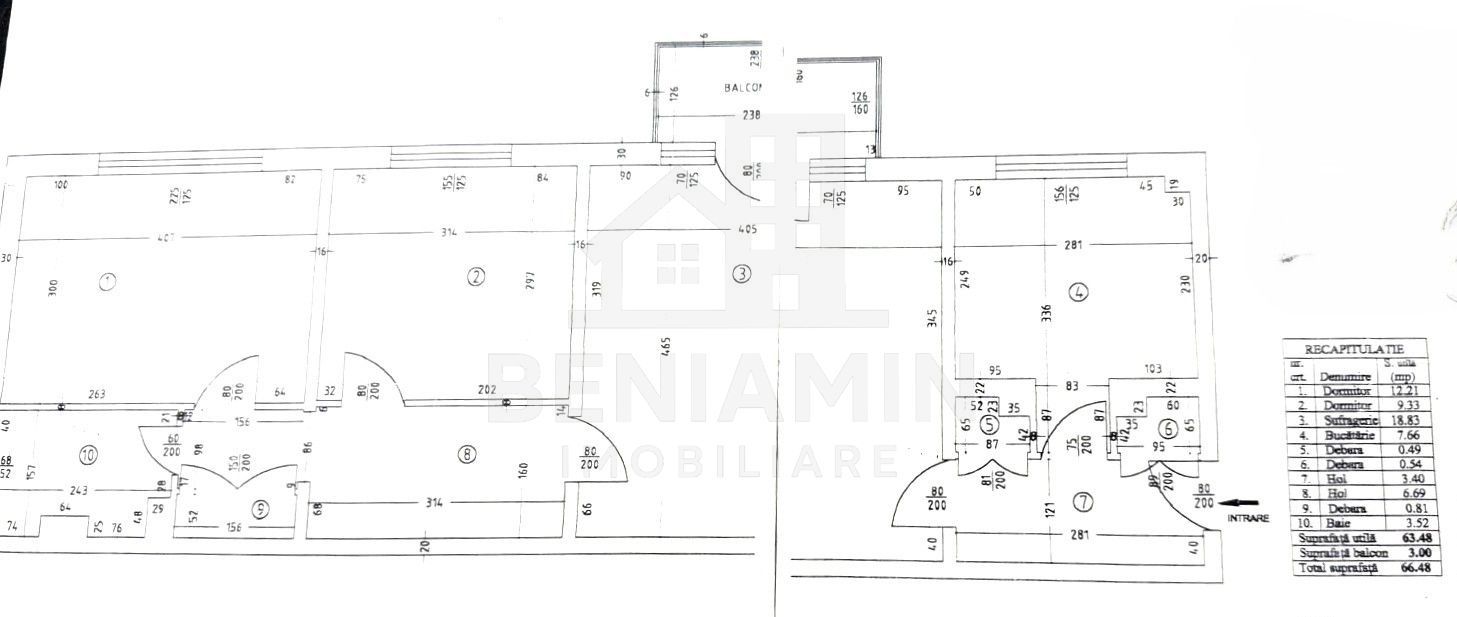 Apartament 3 camere Rovine Profi Etaj 1 66mp teava de gaze - Schiță 10