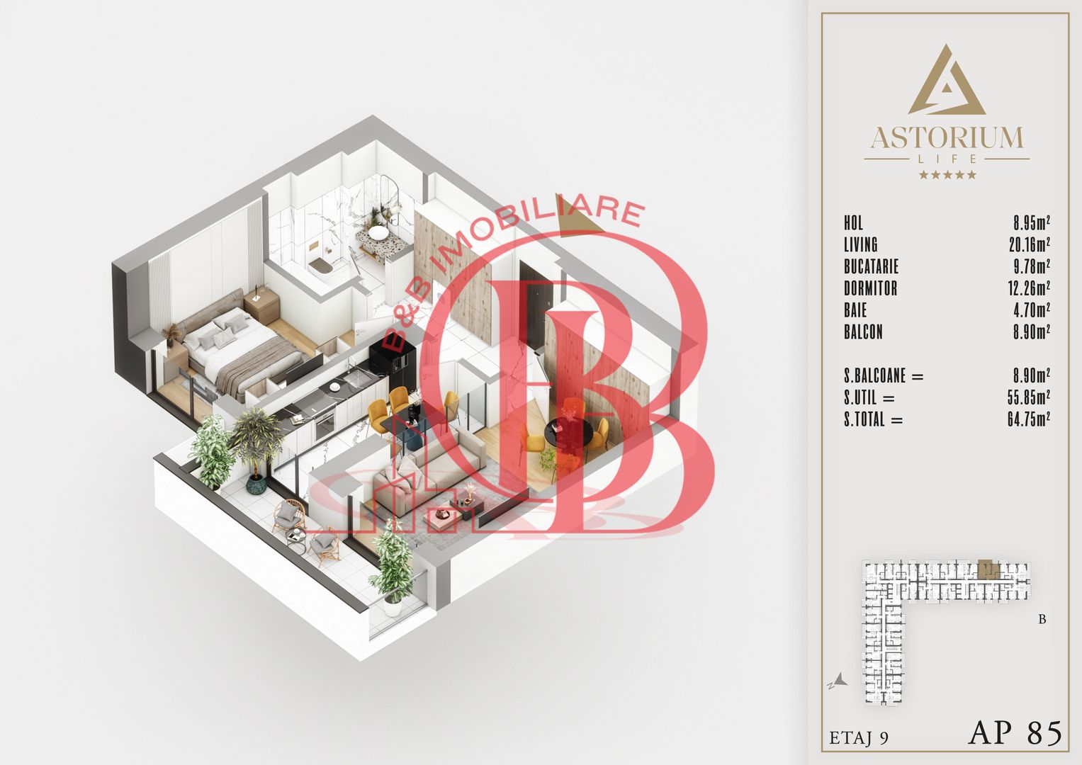 2 camere  proiect premium titan pallady - Schiță 6