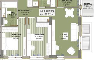 Apartament cu 3 camere in Iris - Ansamblu Exclusivist, imobil nZEB - Schiță 2