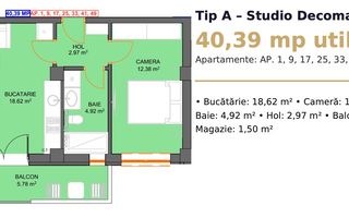 Apartament 40.39 mp utili balcon 7.3 mp lift si parcare pe Dna Stanca - Poză 9