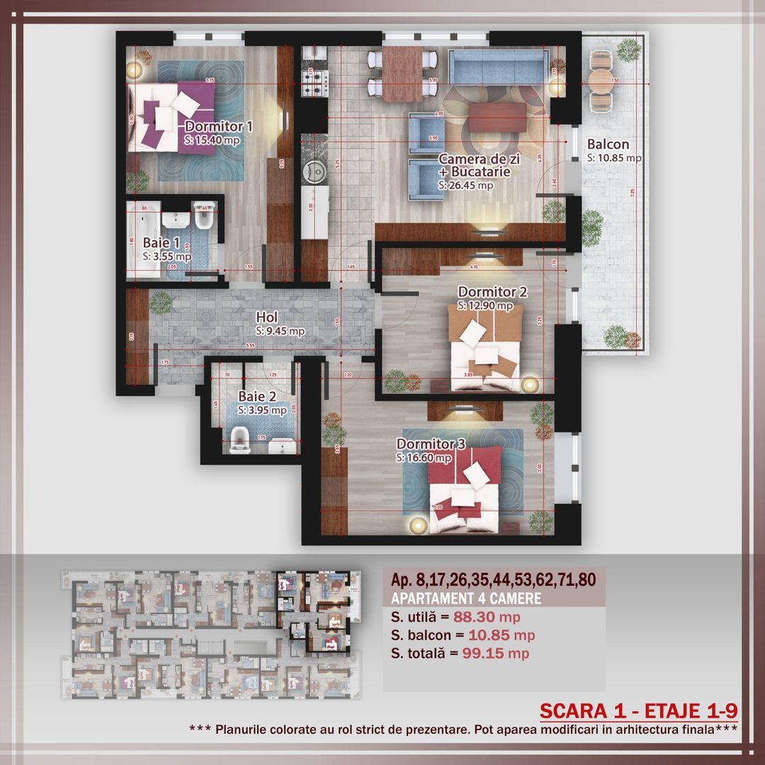 Apartament 4 camere compact  Titan Pallady Metrou Nicolae Teclu - Schiță 12