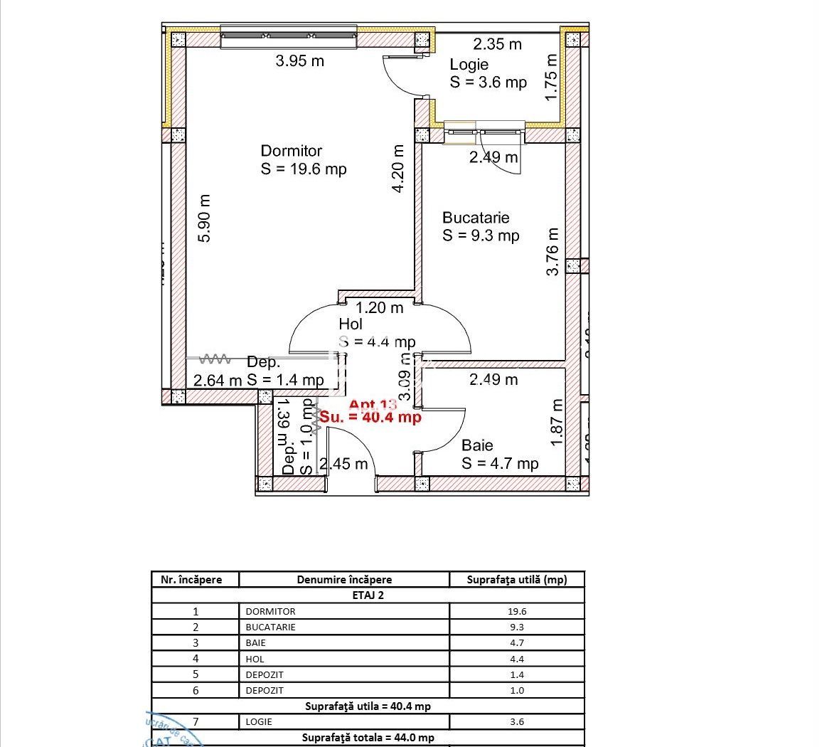 Apartament spațios 46 mp, dormitor 21,8 mp, intabulat| Șelimbăr zona Brana - Schiță 7