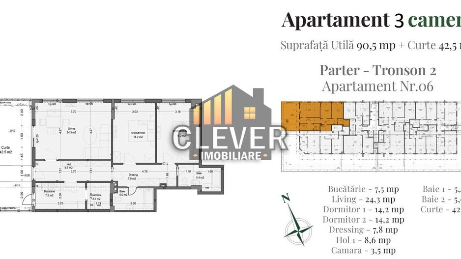 Spațiu și Confort: Apartament 3 Camere cu Dressing și Curte lângă IKEA Pallady - Schiță 12