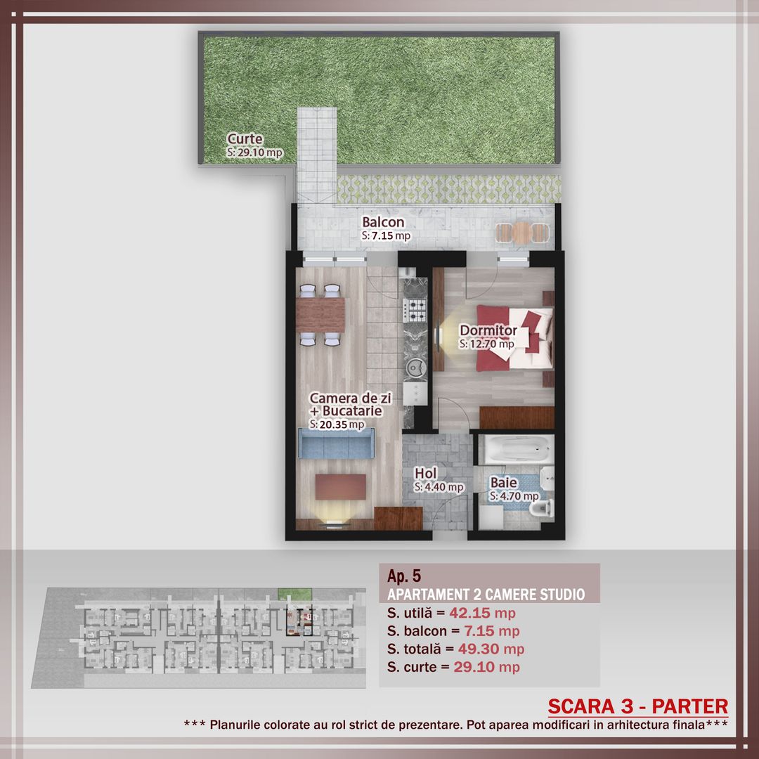 2 camere cu gradina -oferta lansare proiect Pallady - Schiță 1