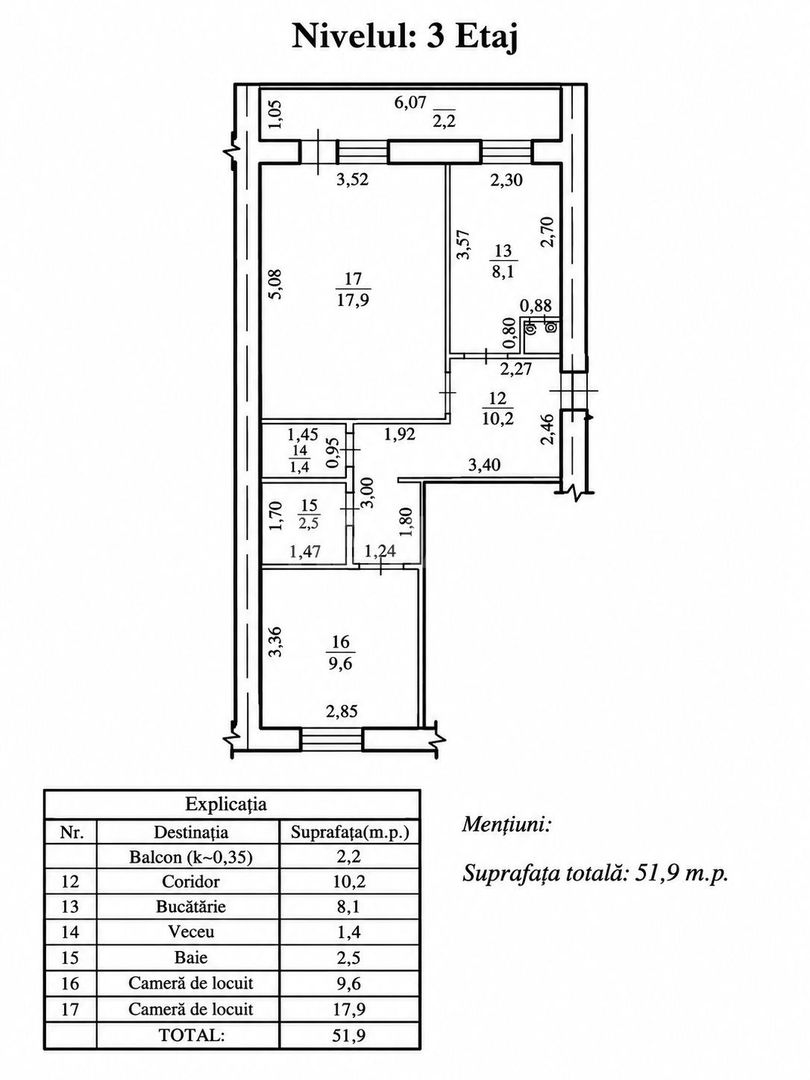 APARTAMENT CU 2 CAMERE | 51,9 m² | CENTRUL ORAȘULUI ANENII NOI - Poză 20