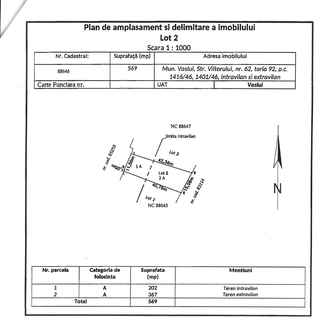 LOT de teren INTRAVILAN,  569 mp, VASLUI, zona Gura Bustei; - Poză 6