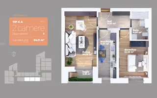Apartament 2 camere Auchan Titan-Liviu Rebreanu-Sector 3 - Schiță 14