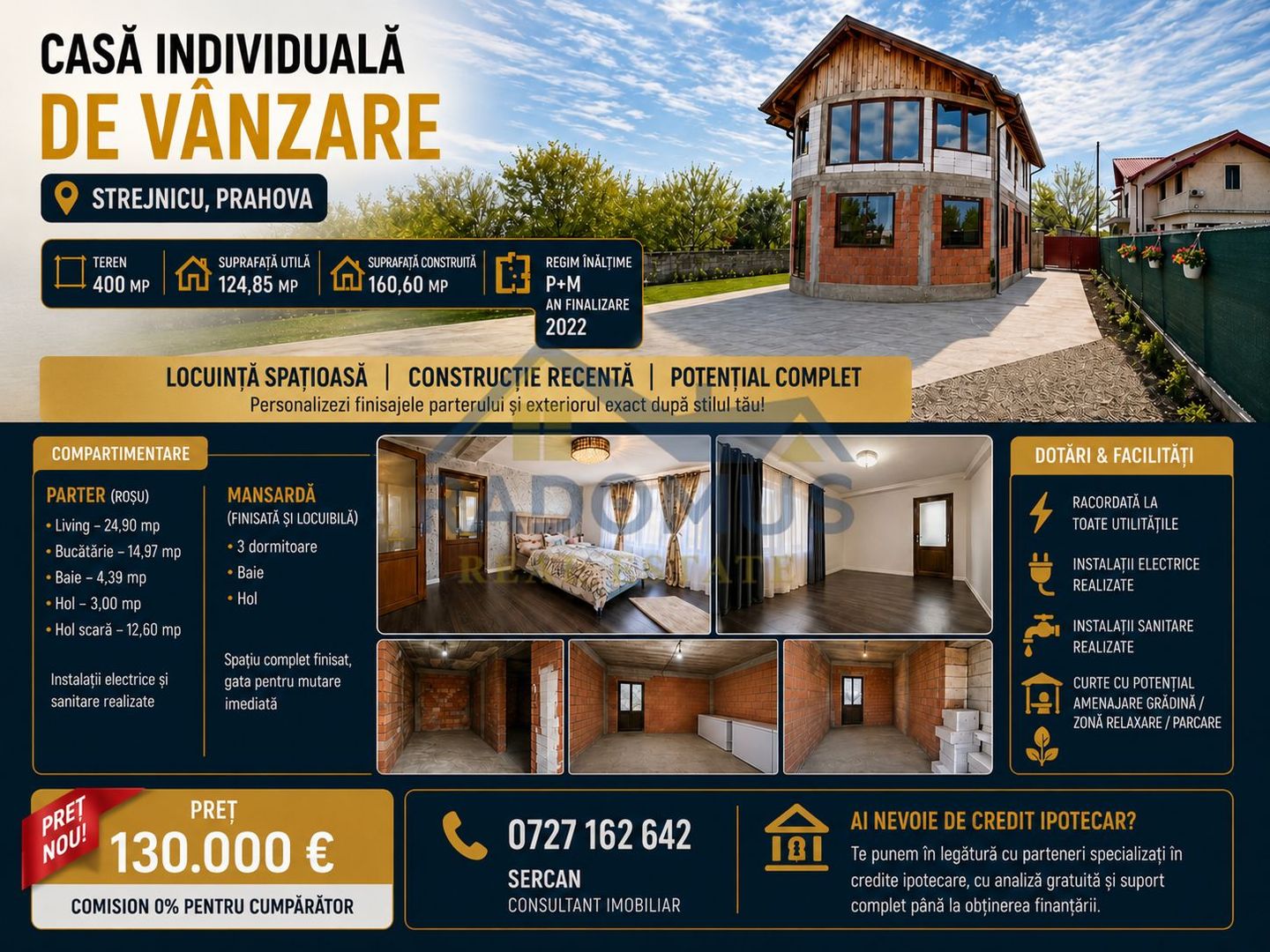 Casă P+M | Strejnicu | Teren 400 m² | An 2022 | 130.000€ | Comision 0% - Poză 1