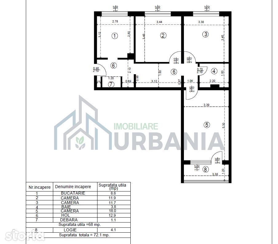 Apartament 3 camere, 72 mp, Alexandru Cel Bun, Iași - Poză 12