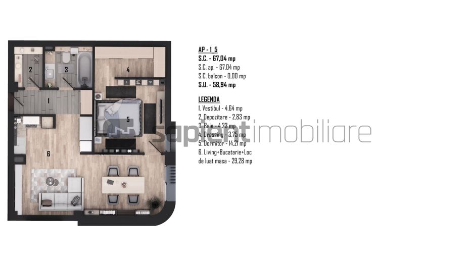 De vânzare apartament 2 camere, ultracentral, semifinisat - Poză 5