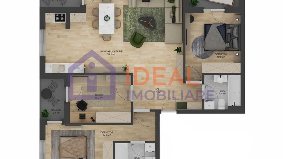 🏡 Apartament 4 camere 3 balcoane si loc de parcare inclus zona Doamna Stanca - Poză 3