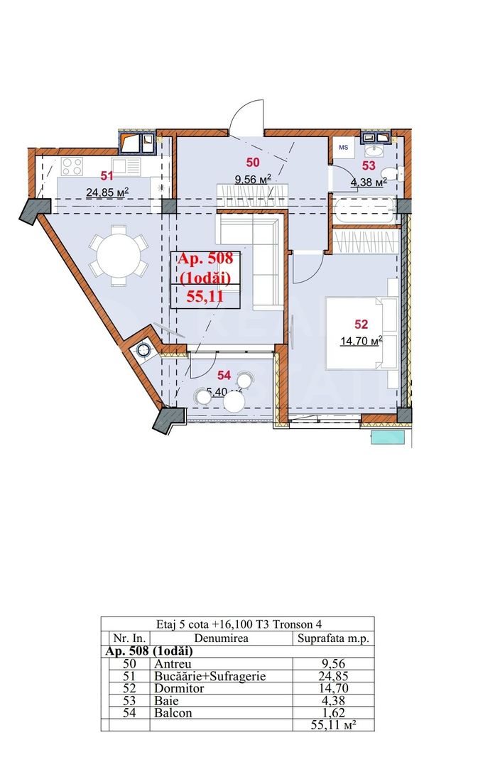 Vânzare, apartament, 1 cameră, terasă, strada Grenoble, Botanica - Poză 3