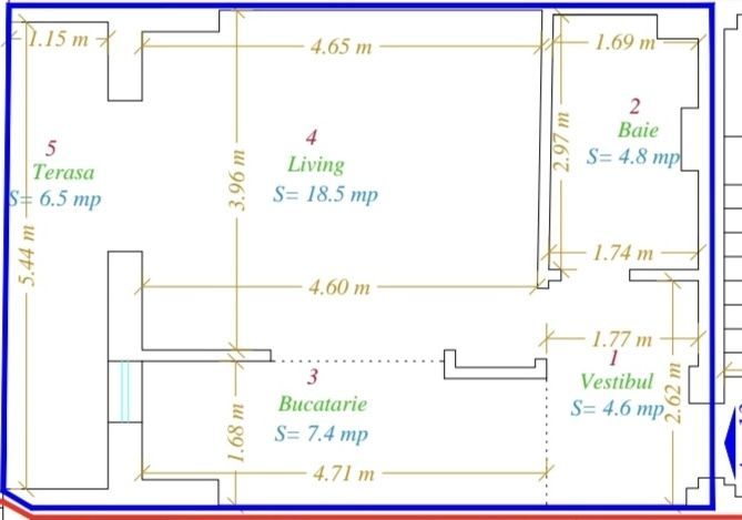 Sud Plaza | 1 Cameră | Bloc Nou | Etaj 2 | Balcon | 41,8 mp - Poză 9