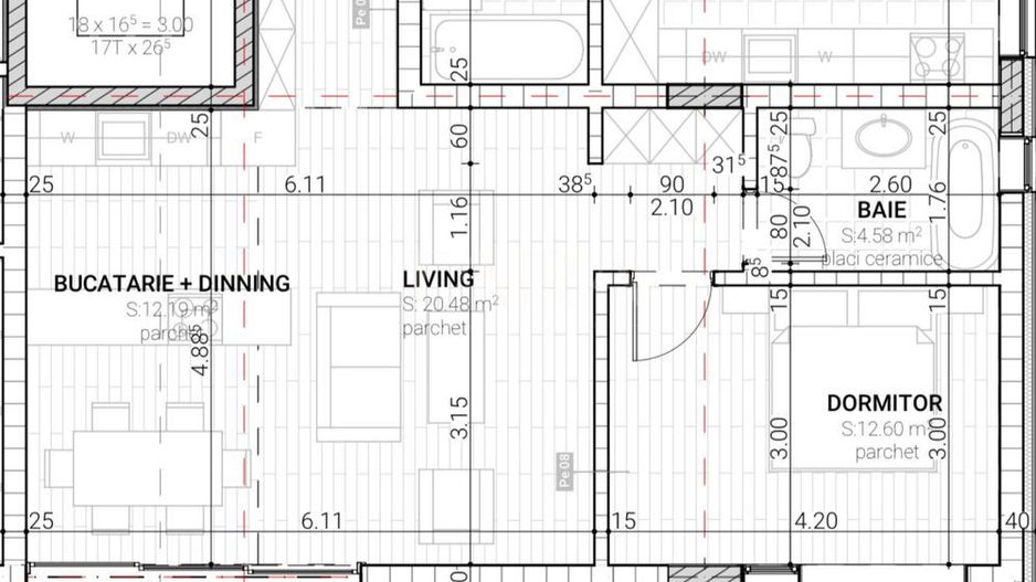 Apartament 2 camere, Marăști – Semifinisat - Poză 2