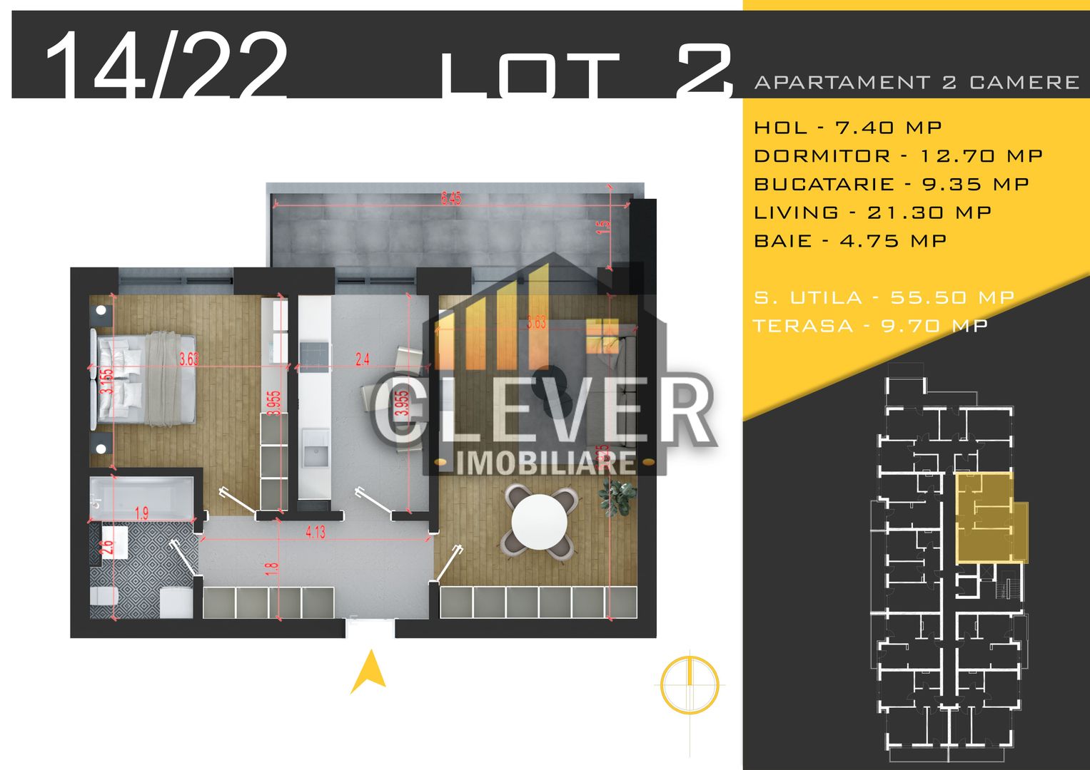 Apartament 2 cam decomandat 65 mp –  Pallady - metrou Teclu - Poză 2