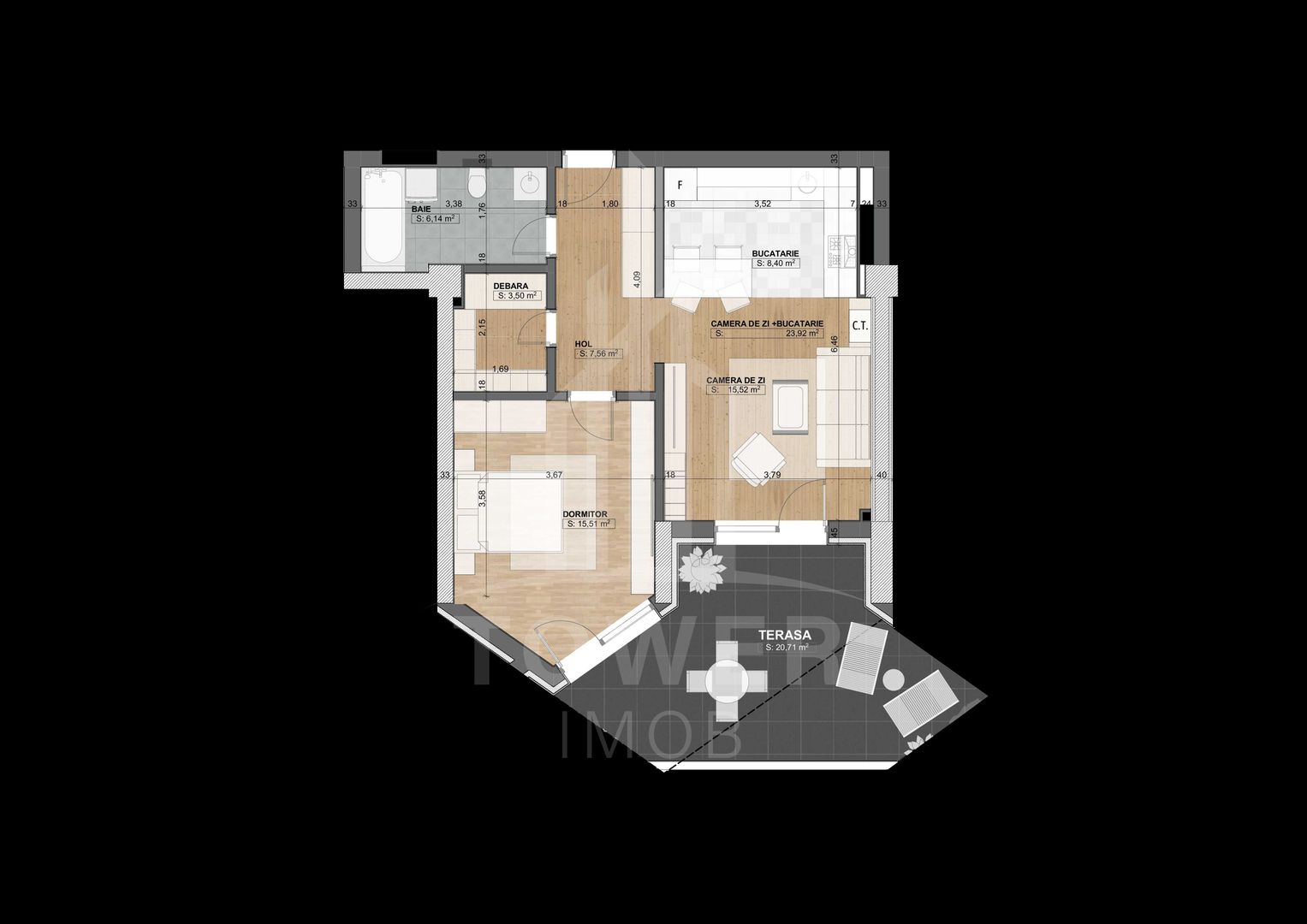 Tower Imob oferă Apartament 2 camere de lux - Schiță 13