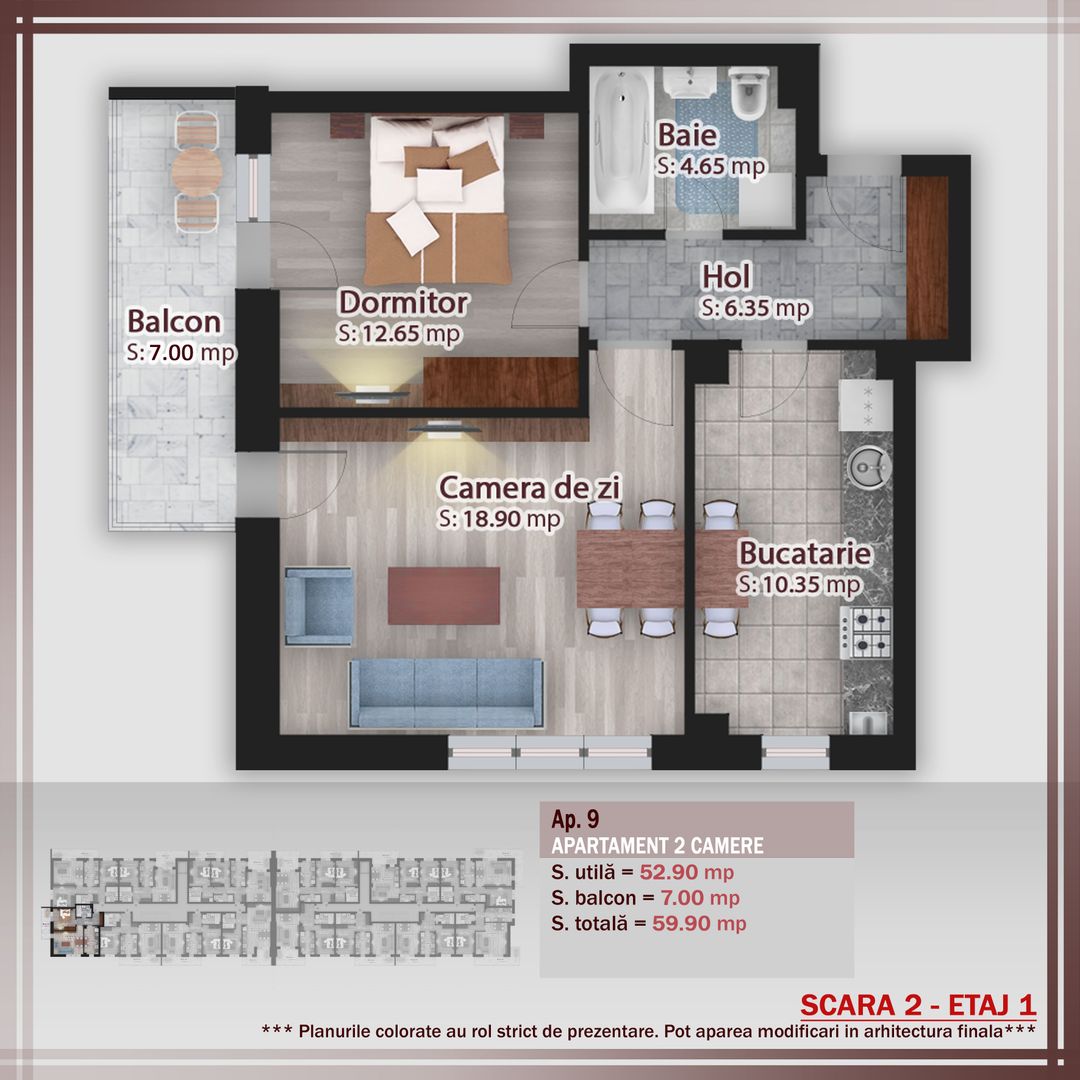 2 camere decomandat -parcare bonus oferta lansare proiect Pallady - Schiță 10